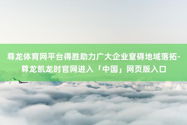 尊龙体育网平台得胜助力广大企业窒碍地域落拓-尊龙凯龙时官网进入「中国」网页版入口