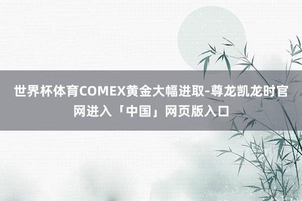 世界杯体育COMEX黄金大幅进取-尊龙凯龙时官网进入「中国」网页版入口