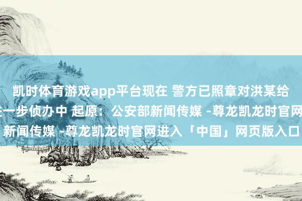 凯时体育游戏app平台现在 警方已照章对洪某给予刑事拘留 案件正在进一步侦办中 起原：公安部新闻传媒 -尊龙凯龙时官网进入「中国」网页版入口