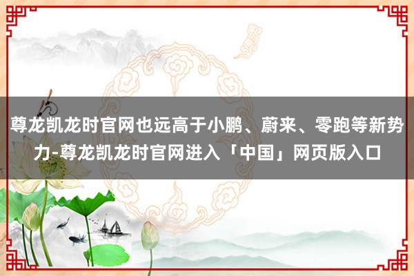 尊龙凯龙时官网也远高于小鹏、蔚来、零跑等新势力-尊龙凯龙时官网进入「中国」网页版入口
