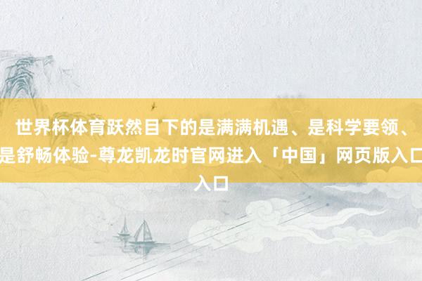世界杯体育跃然目下的是满满机遇、是科学要领、是舒畅体验-尊龙凯龙时官网进入「中国」网页版入口