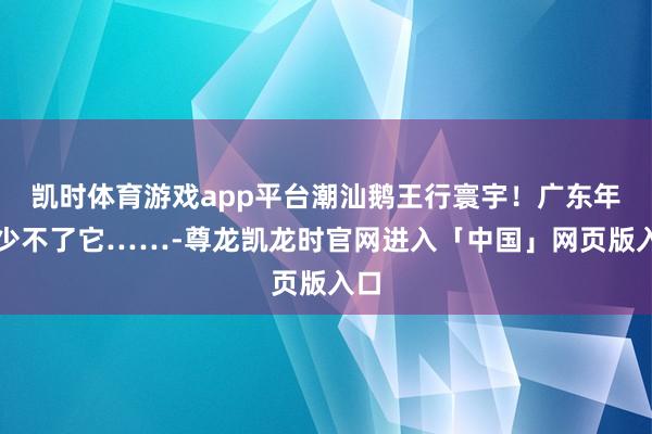 凯时体育游戏app平台潮汕鹅王行寰宇!广东年味少不了它……-尊龙凯龙时官网进入「中国」网页版入口